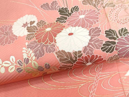 平和屋着物●訪問着　流水飛鶴短冊草花文　暈し染め　金彩　正絹　逸品　CABI3018yc