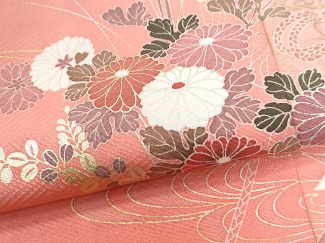 平和屋着物●訪問着　流水飛鶴短冊草花文　暈し染め　金彩　正絹　逸品　CABI3018yc