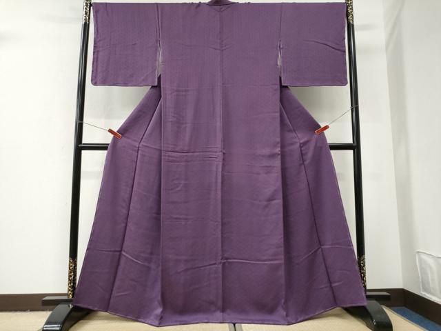平和屋着物●色留訪問着　青海波草花地紋　蒲葡色　正絹　逸品　未使用　CABI3024yc