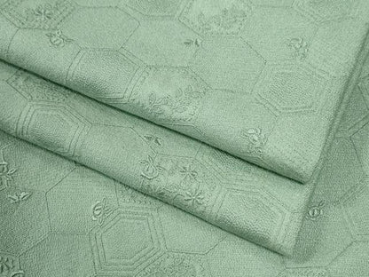 平和屋着物●上質な色無地　吉祥草花地紋　薄萌葱色　正絹　逸品　CABI3026yc