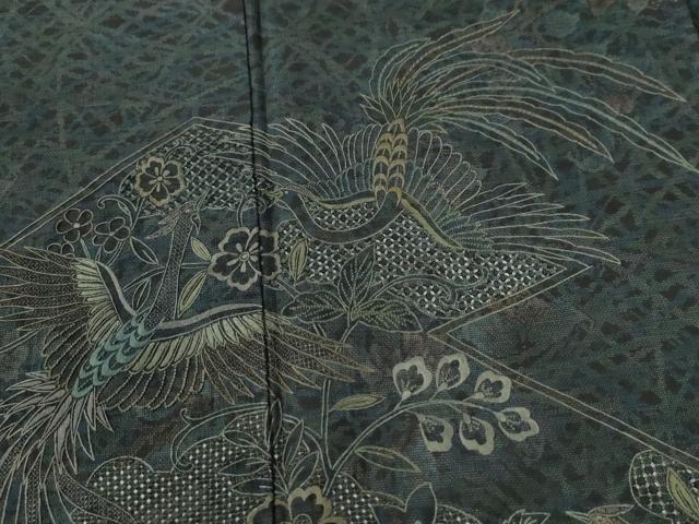 平和屋着物●中国三大刺繍　スワトウ刺繍　総刺繍　本場大島紬　訪問着　9マルキ　鳳凰流水更紗花文　正絹　逸品　CABI3028yc