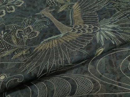 平和屋着物●中国三大刺繍　スワトウ刺繍　総刺繍　本場大島紬　訪問着　9マルキ　鳳凰流水更紗花文　正絹　逸品　CABI3028yc