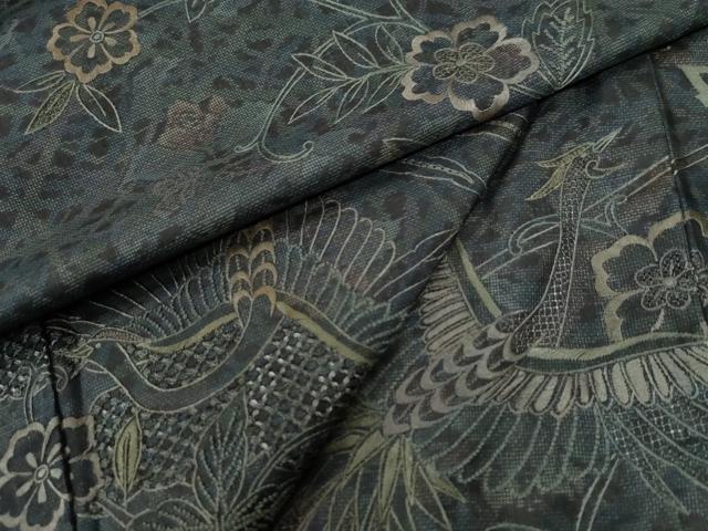 平和屋着物●中国三大刺繍　スワトウ刺繍　総刺繍　本場大島紬　訪問着　9マルキ　鳳凰流水更紗花文　正絹　逸品　CABI3028yc