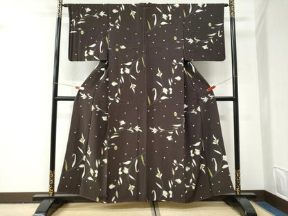 平和屋着物●上質な小紋　枝花文　正絹　逸品　CABI3033yc