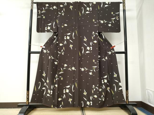 平和屋着物●上質な小紋　枝花文　正絹　逸品　CABI3033yc