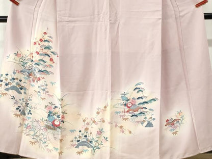 平和屋着物●訪問着　友禅　松竹梅風景文　暈し染め　正絹　逸品　CABI3035yc