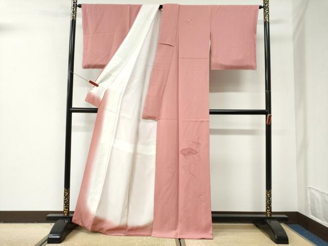平和屋着物●中国三大刺繍　スワトウ刺繍　総刺繍　無地絵羽訪問着　花絵巻文　珊瑚色　正絹　逸品　未使用　CABI3037yc
