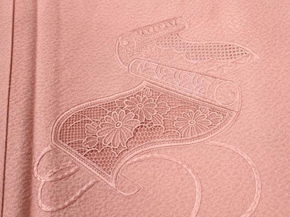 平和屋着物●中国三大刺繍　スワトウ刺繍　総刺繍　無地絵羽訪問着　花絵巻文　珊瑚色　正絹　逸品　未使用　CABI3037yc