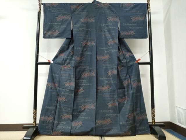 平和屋着物●本場大島紬　短冊草花文　正絹　逸品　未使用　CABI3042yc