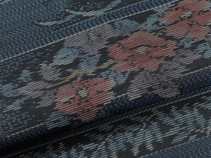 平和屋着物●本場大島紬　短冊草花文　正絹　逸品　未使用　CABI3042yc