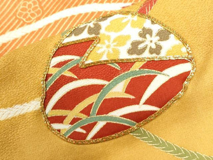 平和屋着物●訪問着　駒刺繍　貝桶吉祥花唐草文　金彩　正絹　逸品　CABI3044yc