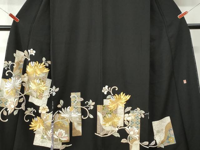 平和屋着物●豪華黒留袖　作家物　駒刺繍　短冊重ね菊花唐草文　金彩　正絹　逸品　未使用　CABI3047yc