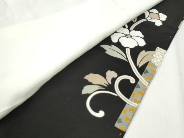 平和屋着物●豪華黒留袖　作家物　駒刺繍　短冊重ね菊花唐草文　金彩　正絹　逸品　未使用　CABI3047yc