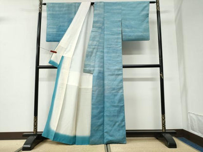 平和屋着物●訪問着　花織　紬地　霞文　正絹　逸品　CABI3050yc