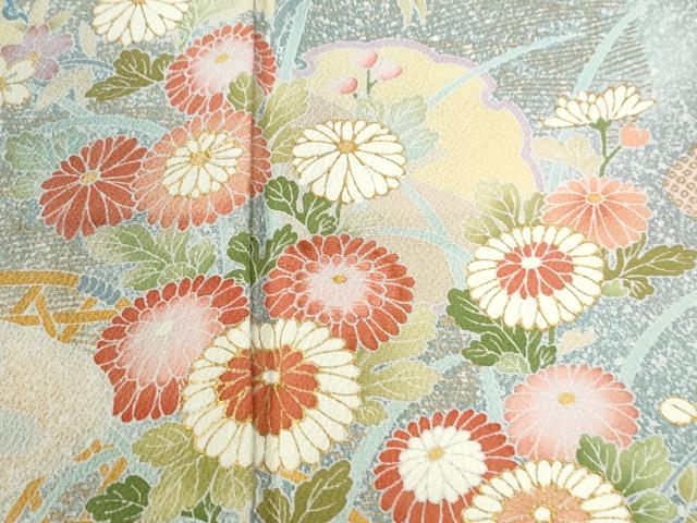 平和屋着物●訪問着　雪輪吉祥草花文　暈し染め　金彩　正絹　逸品　CABI3057yc