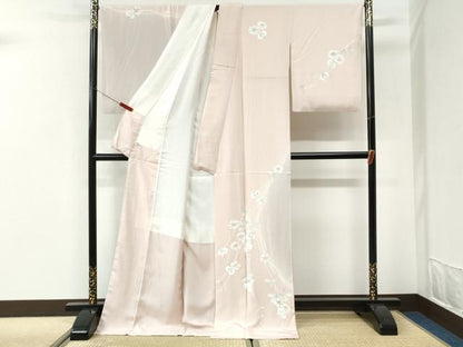 平和屋着物●訪問着　枝花文　暈し染め　ロング丈　正絹　逸品　CABI3059yc