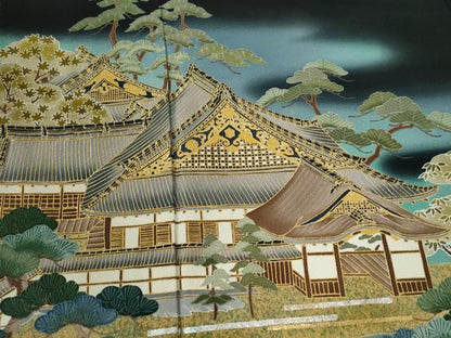 平和屋着物●金彩友禅作家　金彩の魔術師　堀省平　金煌織　黒留袖　風景文　本金箔　正絹　逸品　CABI3063yc