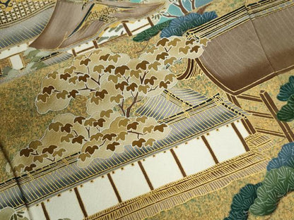 平和屋着物●金彩友禅作家　金彩の魔術師　堀省平　金煌織　黒留袖　風景文　本金箔　正絹　逸品　CABI3063yc
