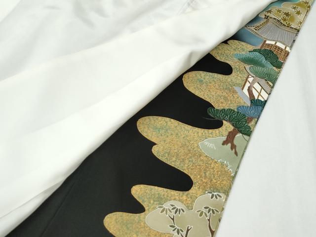 平和屋着物●金彩友禅作家　金彩の魔術師　堀省平　金煌織　黒留袖　風景文　本金箔　正絹　逸品　CABI3063yc