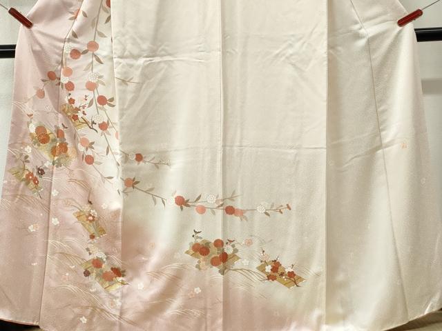 平和屋着物●十日町老舗ブランド　吉澤友禅　吾妻徳穂　訪問着　駒刺繍　花筏文　暈し染め　金彩　鈴乃屋扱い　正絹　逸品　CABI3065yc
