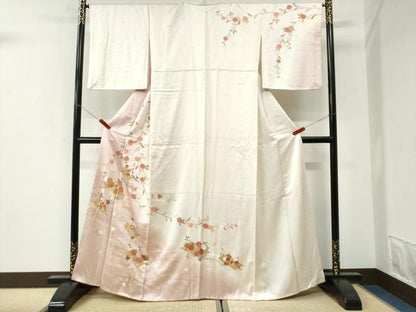 平和屋着物●十日町老舗ブランド　吉澤友禅　吾妻徳穂　訪問着　駒刺繍　花筏文　暈し染め　金彩　鈴乃屋扱い　正絹　逸品　CABI3065yc