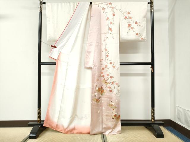 平和屋着物●十日町老舗ブランド　吉澤友禅　吾妻徳穂　訪問着　駒刺繍　花筏文　暈し染め　金彩　鈴乃屋扱い　正絹　逸品　CABI3065yc