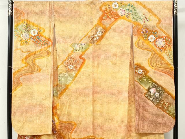 平和屋着物●豪華振袖　総絞り　辻が花　暈し染め　金彩　正絹　逸品　CABI3066yc