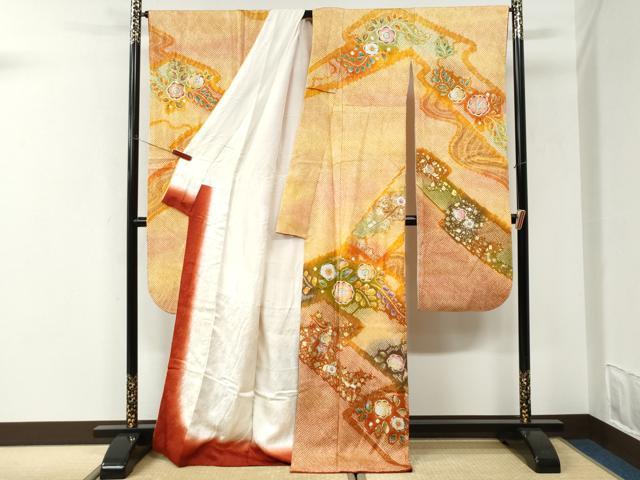 平和屋着物●豪華振袖　総絞り　辻が花　暈し染め　金彩　正絹　逸品　CABI3066yc