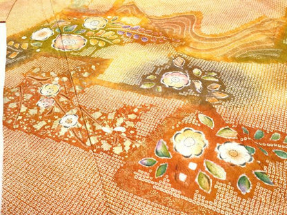 平和屋着物●豪華振袖　総絞り　辻が花　暈し染め　金彩　正絹　逸品　CABI3066yc