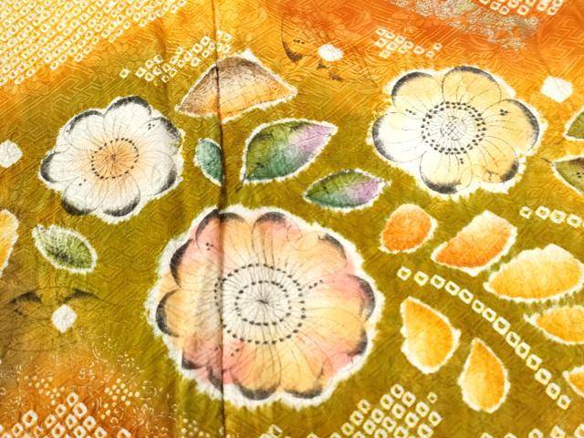平和屋着物●豪華振袖　総絞り　辻が花　暈し染め　金彩　正絹　逸品　CABI3066yc