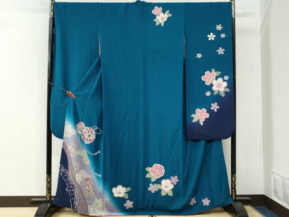 平和屋着物●豪華振袖　毬舞桜文　暈し染め　金彩　正絹　逸品　CABI3067yc