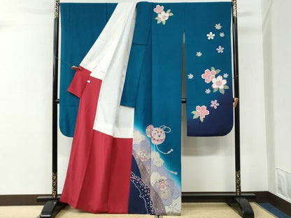 平和屋着物●豪華振袖　毬舞桜文　暈し染め　金彩　正絹　逸品　CABI3067yc