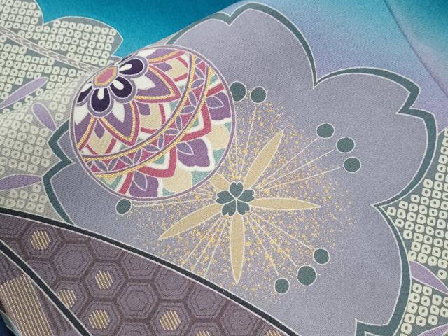 平和屋着物●豪華振袖　毬舞桜文　暈し染め　金彩　正絹　逸品　CABI3067yc