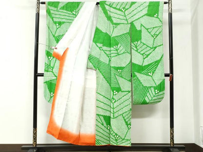 平和屋着物●豪華振袖　総絞り　松葉文　正絹　逸品　CABI3068yc