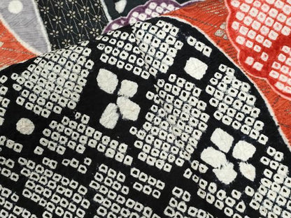 平和屋着物●豪華振袖　総絞り　道長花文　黒地　金彩　正絹　逸品　CABI3070yc