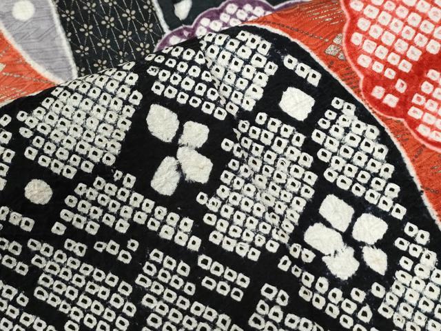平和屋着物●豪華振袖　総絞り　道長花文　黒地　金彩　正絹　逸品　CABI3070yc