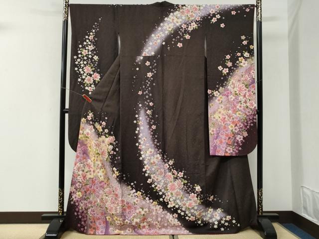平和屋着物●豪華振袖　雪輪花舞花文　暈し染め　銀通し地　正絹　逸品　CABI3071yc