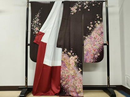 平和屋着物●豪華振袖　雪輪花舞花文　暈し染め　銀通し地　正絹　逸品　CABI3071yc