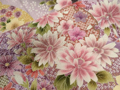 平和屋着物●豪華振袖　雪輪花舞花文　暈し染め　銀通し地　正絹　逸品　CABI3071yc