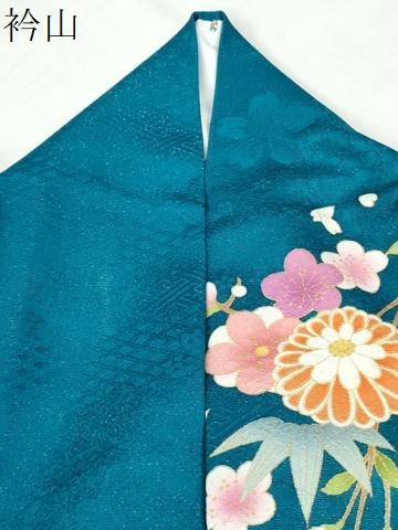 平和屋着物●豪華振袖　駒刺繍　雲取り短冊花文　暈し染め　銀通し地　正絹　逸品　CABI3073yc