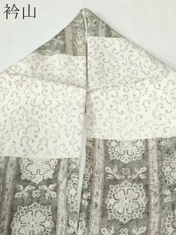 平和屋着物●上質な小紋　横段花鳥唐草文　正絹　逸品　CABI3077yc
