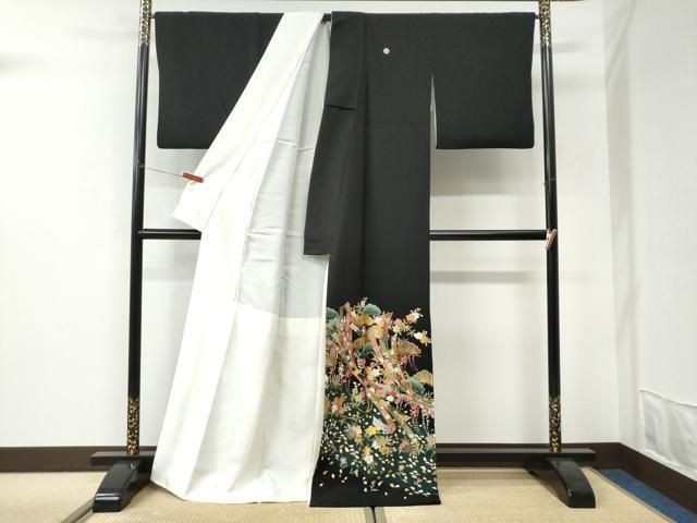 平和屋着物●豪華黒留袖　作家物　束ね熨斗花松文　暈し染め　金彩　ロング丈　正絹　逸品　CABI3078yc