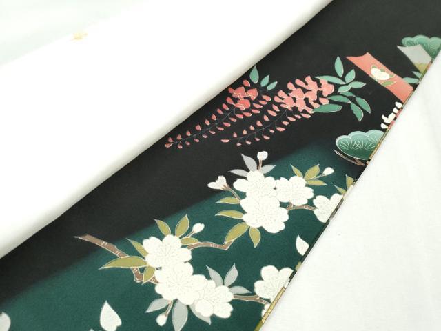 平和屋着物●豪華黒留袖　作家物　束ね熨斗花松文　暈し染め　金彩　ロング丈　正絹　逸品　CABI3078yc