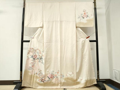 平和屋着物●中国三大刺繍　相良刺繍　訪問着　牡丹吉祥花文　正絹　逸品　CABI3081yc