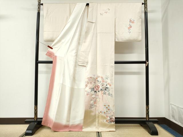 平和屋着物●中国三大刺繍　相良刺繍　訪問着　牡丹吉祥花文　正絹　逸品　CABI3081yc