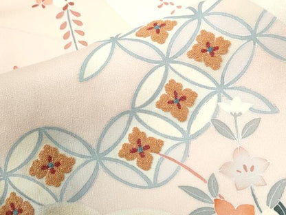 平和屋着物●中国三大刺繍　相良刺繍　訪問着　牡丹吉祥花文　正絹　逸品　CABI3081yc