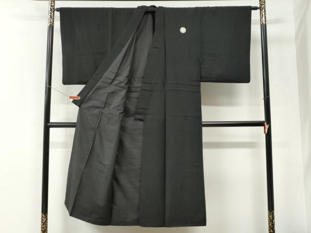 平和屋着物●男性　黒紋付　正絹　逸品　CABI3082yc