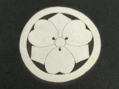 平和屋着物●男性　黒紋付　正絹　逸品　CABI3082yc