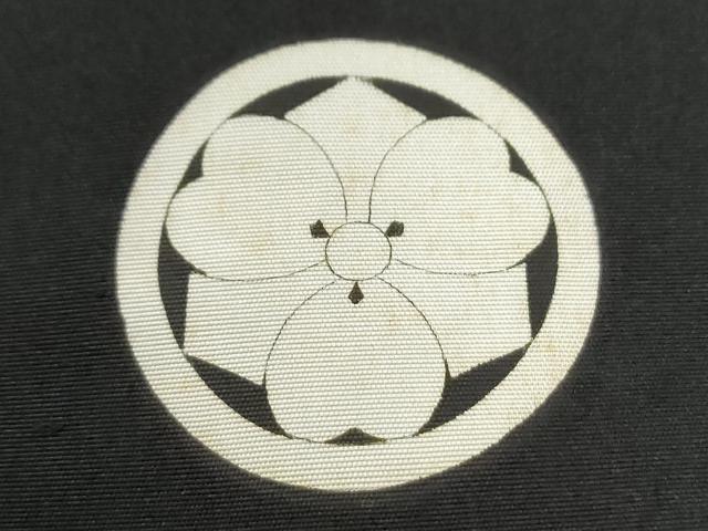 平和屋着物●男性　黒紋付　正絹　逸品　CABI3082yc