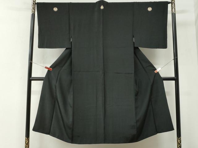 平和屋着物●男性　黒紋付　正絹　逸品　CABI3083yc